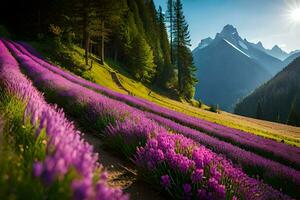 photo wallpaper the sky, flowers, mountains, flowers, flowers, flowers, flowers, flowers,. AI-Generated