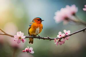 photo wallpaper spring, the bird, flowers, the sun, the bird, the bird, the. AI-Generated