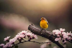 photo wallpaper bird, the sun, spring, flowers, the bird, the bird, the bird. AI-Generated
