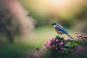 photo wallpaper the bird, flowers, spring, the sun, the bird, the bird, the. AI-Generated