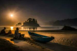 el Dom sube terminado el playa a noche. generado por ai foto