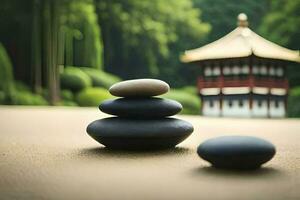 un zen jardín en el ciudad. generado por ai foto