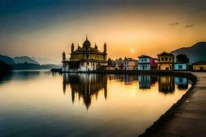 el dorado templo en India. generado por ai foto