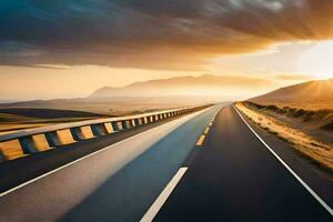 un largo autopista con el Dom ajuste detrás él. generado por ai foto