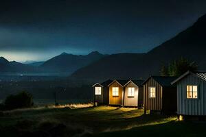 foto fondo de pantalla el cielo, montañas, noche, luz, el montañas, el montañas, el montañas. generado por ai