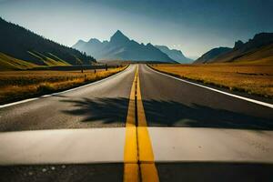 un la carretera en el montañas con un montaña en el antecedentes. generado por ai foto