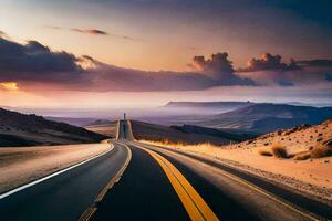 el la carretera a el futuro. generado por ai foto