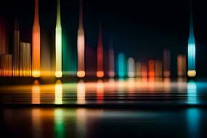 abstract light and dark background with many colored lights. AI-Generated photo