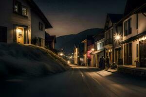 a long exposure photo of a street at night. AI-Generated