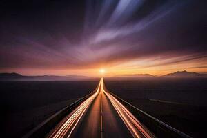 un largo exposición fotografía de un la carretera con un largo exposición. generado por ai foto