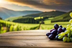 grapes on a table in the vineyard. AI-Generated photo