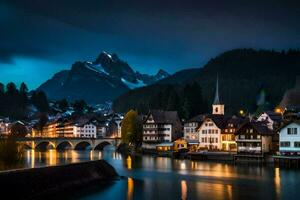 the town of altenburg in the alps at night. AI-Generated photo