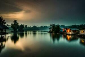 foto fondo de pantalla el cielo, agua, casa, el casa, el casa, el casa, el. generado por ai