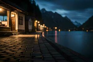 photo wallpaper the night, lake, house, the house, the house, the house, the. AI-Generated