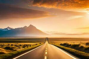 the road to the mountains. AI-Generated photo