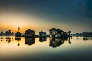 el amanecer terminado el agua en tailandia generado por ai foto