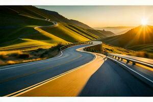 el Dom es ajuste terminado un devanado la carretera. generado por ai foto