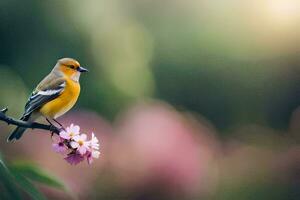 foto fondo de pantalla pájaro, el sol, flores, el pájaro, el pájaro, el pájaro, el. generado por ai