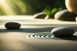 zen garden with stones and water. AI-Generated photo