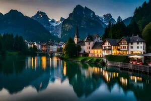 the beautiful town of lauterbrunnen, switzerland. AI-Generated photo