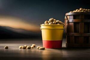 the peanuts are in the bucket. AI-Generated photo