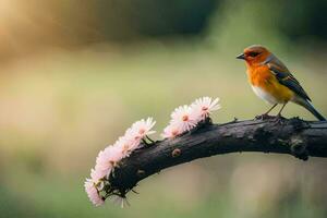 foto fondo de pantalla el sol, flores, pájaro, primavera, el sol, primavera, el sol,. generado por ai