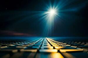 a keyboard with a bright light shining through it. AI-Generated photo