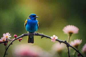 foto fondo de pantalla el pájaro, flores, naturaleza, pájaro, pájaro, pájaro, pájaro, pájaro,. generado por ai