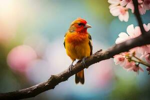 foto fondo de pantalla el cielo, pájaro, flores, árbol, pájaro, pájaro, pájaro, pájaro,. generado por ai