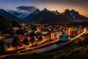 the town of peru at dusk. AI-Generated photo