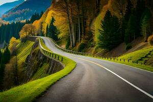 un escénico la carretera devanado mediante el montañas. generado por ai foto