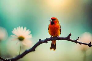 photo wallpaper bird, flowers, sun, bird, bird song, bird, bird song, bird. AI-Generated