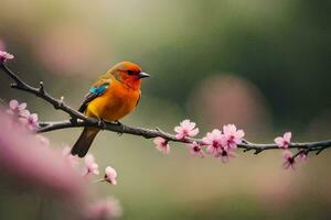 photo wallpaper the bird, flowers, spring, the bird, spring, the bird, spring,. AI-Generated