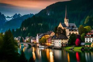 the beautiful town of hallstatt, austria. AI-Generated photo