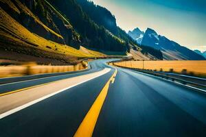 un la carretera en el montañas con montañas en el antecedentes. generado por ai foto