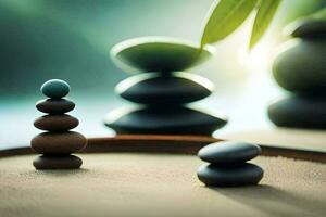 zen stones in a zen garden. AI-Generated photo