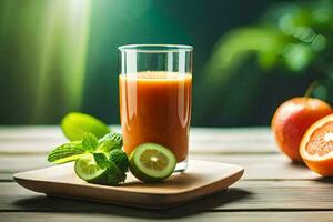 a glass of orange juice with lime and mint. AI-Generated photo