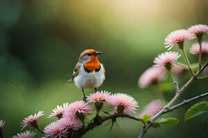 foto fondo de pantalla pájaro, el sol, flores, el pájaro, el pájaro, el pájaro, el. generado por ai