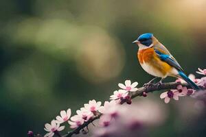 photo wallpaper the sky, bird, spring, flowers, the bird, spring, the bird,. AI-Generated