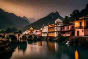 the beautiful city of rishikesh, india. AI-Generated photo