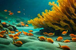 photo wallpaper sea, coral, fish, the ocean, coral reef, fish, the ocean,. AI-Generated