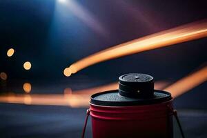 a red bucket with a light on top. AI-Generated photo