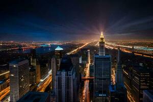 the city lights up at night in new york. AI-Generated photo