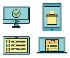 Politic online vote icons set vector color