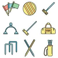 Croquet equipment icons set vector color