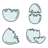 Broken eggshell icons set vector color