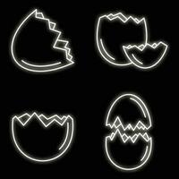 Broken eggshell icons set vector neon