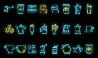 Barista coffee icons set vector neon