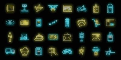 Mailman carrier icons set vector neon