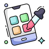A unique design icon of mobile color picker vector